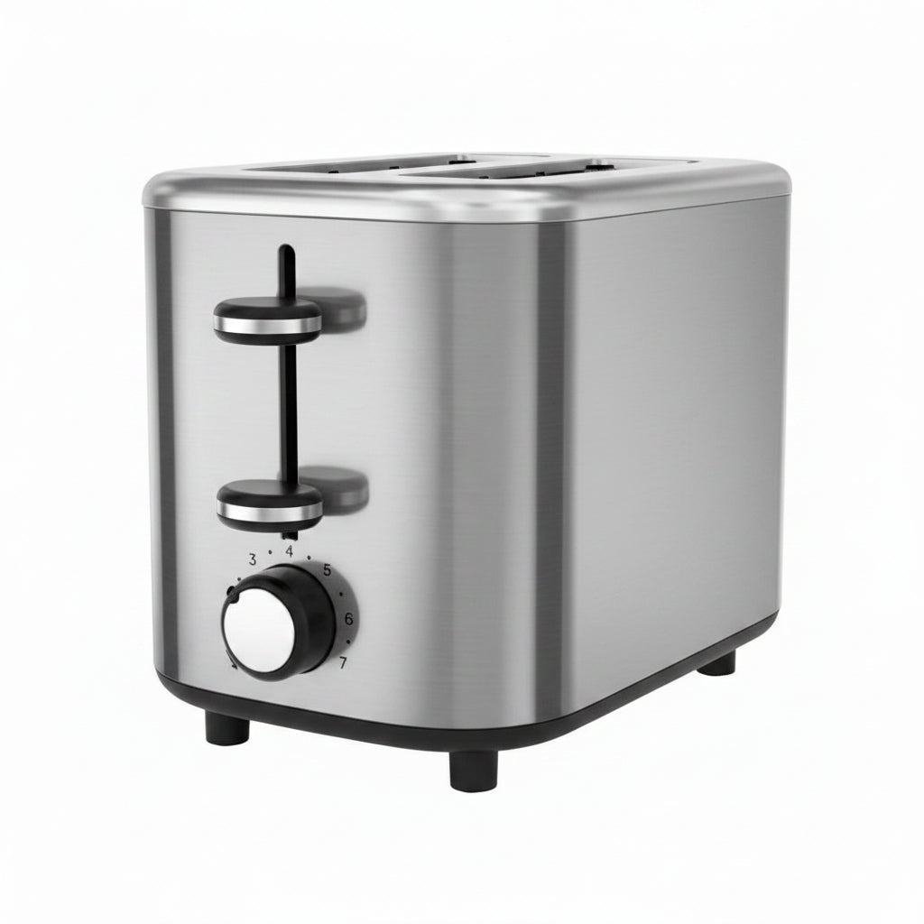 Stainless Steel 2-Slice Compact Toaster – Modern Kitchen Bread Toaster