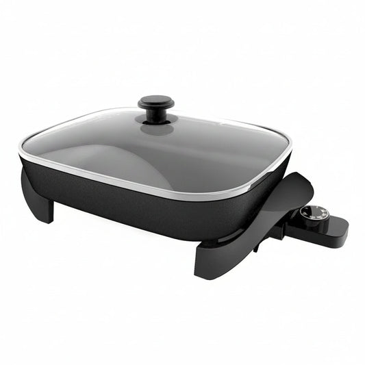 Nonstick Electric Skillet with Glass Lid – Multi-Purpose Cooking Pan