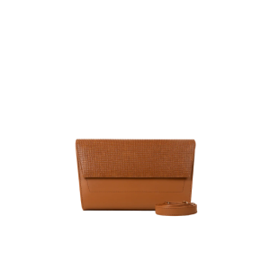 Tan Structured Flap Handbag