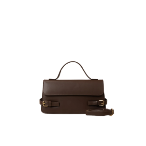 Dark Brown Structured Top Handle Handbag